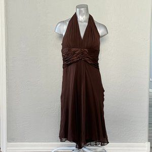Brown Silk Halter Dress